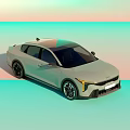 KIA Modern Car Front Design With Yellow Daytime Running Lights And Grille