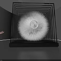 Interactive Art Installation With Spherical White Fiber Structure And Metal Frame