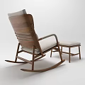 Wooden Rocking Chair with Light Colored Cushion and Matching Ottoman