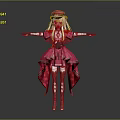 Pink Haired Female Character Wearing Red Hat Dress and Long Boots