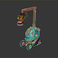 Teal Functional Utility Vehicle Featuring Mechanical Arm Small Wheels and Compact Work Design 3d model