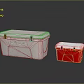 Boulder Hardware Tools Two Coolers With White Red Lids And Secure Latches 3d model