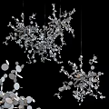 Modern Artistic Chandelier with Hanging Shiny Metallic Discs and Decorative Elements