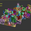 Detailed 3D City Model Showcasing Urban Building Complex And Skyscraper Architecture