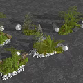 Beautiful Flower And Plant Arrangements With Green Ferns Stones And White Decorative Balls