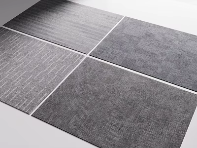 Textured Square Rugs With Various Gray Patterns For Modern Interiors 3d model