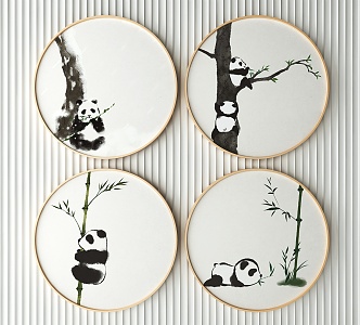 New Chinese Round Frame Painting Decorative Painting 3d model