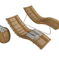 Modern Wooden Lounge Chair Design With Side Table And Stacked Towels