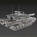 Detailed Military Battle Tank With Camouflage Paint Turret Gun Barrel Tracks And Antennas