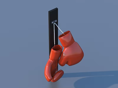 Red Boxing Gloves Hanging On Black Wall Hanger For Sports Training Equipment 3d model
