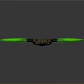 Mythical Black And Gold Weapon With Green Glowing Wings And Reflective Surface
