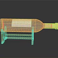 Red Wine Bottle Displayed on Wooden Stand with White Label in Dark Background