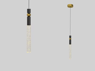 Modern Black And Gold Pendant Lights With Transparent Tube Design For Home Interior 3d model