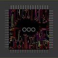 High Tech Computer Chip Featuring Colorful Circuit Patterns And Metal Pins 3d model