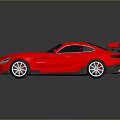Red Mercedes AMG Sports Car with Rear Spoiler and Sleek Body Design