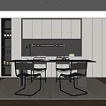 Modern Restaurant Interior With Open Layout Dining Table Chairs And Wine Storage 3d model