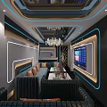 Modern KTV Interior Design With Comfortable Sofas Large TV Screen And Decorative Lighting 3d model