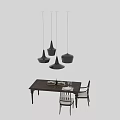 Elegant Wooden Dining Table With Classic Chairs And Black Pendant Lights