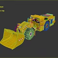Electric Toy Yellow Loader with Large Front Bucket Black Tires and Green Details