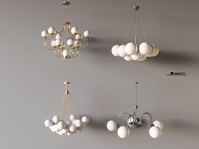 Modern Chandeliers With Spherical Bulbs And Metal Frames For Stylish Home Decor 3d model