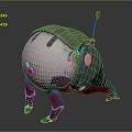 Robotic Mechanical Creature With Spherical Body Green Silver Shell And Legs 3d model