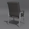 Elegant Black Leather Chair With Sleek Metal Frame And Comfortable Armrest Design