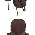 Brown Leather Horse Saddle Sports Equipment On Black Metal Stand