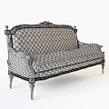 Classical Vintage Sofa With Wooden Frame Scroll Pattern And Ornate Carved Details 3d model