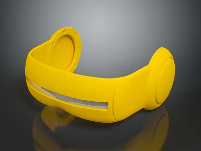 Stylish Yellow Headband With Modern Design And Transparent Stripe For Comfortable Wear 3d model