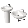 White Ceramic Pedestal and Wall Mounted Washbasins with Chrome Faucets