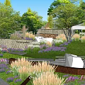 Beautiful Yard Garden Design With Lush Trees Green Lawn Stone Steps And Colorful Flower Beds