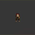 Mythical Fantasy Beast With Fiery Red Mane Yellow Striped Body And Sharp Teeth