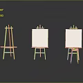Wooden Art Easels With Blank Canvases And Painting Tools For Studio Display Setup