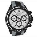 Rolex Oyster Perpetual Watch With White Dial And Black Sub Dials Silver Metal Bracelet