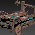Ancient Medieval Siege Weapon Featuring Wooden Frame Multiple Arrows And Mobile Wheels 3d model