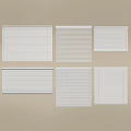 Six White Window Blinds Display On Beige Wall For Home Interior Decor 3d model