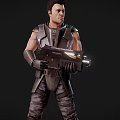 Man in Futuristic Tactical Armor Holding Large Sci Fi Rifle With Glowing Barrel