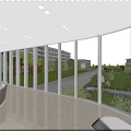 Spacious Bright Waiting Area With Waiting Desk Large Windows And Green View