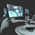 Futuristic Commercial Equipment High Tech Console With Multiple Displays And Ergonomic Chair