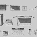 Assorted Cardboard Boxes in Various Sizes Open and Closed Packaging Containers 3d model