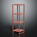 Functional Mahogany Four Tier Shelf with Frame Structure and Simple Design 3d model
