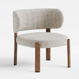 Modern Leisure Chair Sofa Chair Armchair Wooden Chair Fabric Lambskin Chair Walnut Chair Middle Ancient Leisure Chair 3d model