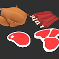 Delicious Roast Chicken Tender Ribs And Fresh Meat Slices For Meal Ideas