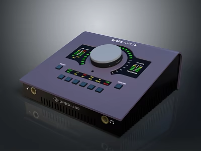 Tascam US 4x4 Purple Audio Interface With Knobs Buttons And Display Screen For Professional Recording 3d model