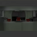 Modern Cockpit Console Design With Red Seats Transparent Windows And Control Panel 3d model