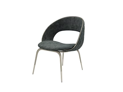 Modern Gray Upholstered Accent Chair With Curved Backrest And Metal Legs 3d model