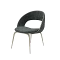 Modern Gray Upholstered Accent Chair With Curved Backrest And Metal Legs