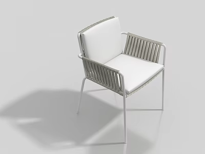 Modern Leisure Chair With White Cushion Backrest And Metal Frame Striped Side Design 3d model