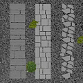 Garden Landscape With Diverse Stone Path Patterns Small Green Plants And Gravel