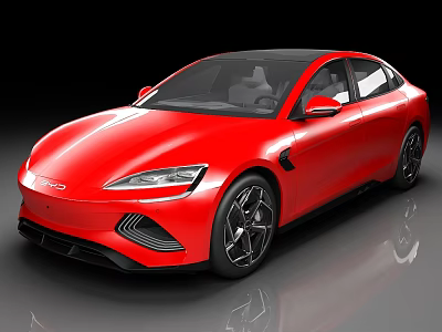 Red Electric Sedan With Sleek Modern Exterior Design And Black Wheels 3d model